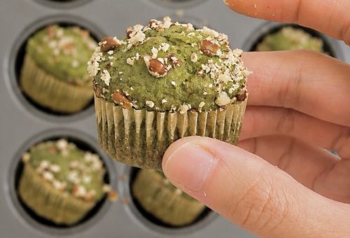 Spinach Pear Pecan Mini Muffins (No Refined-Sugar)