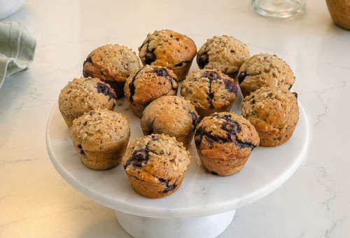 Banana Blueberry Pecan Muffins (No Refined-Sugar)
